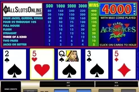 Game Screen. Aces & Faces (Microgaming) from Microgaming