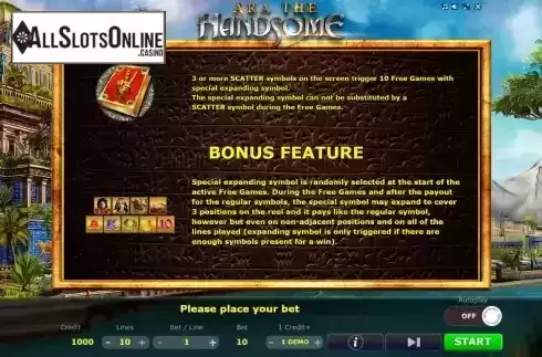 Bonus feature screen