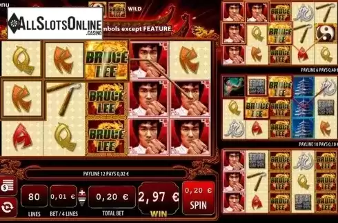 Wild Win screen. Bruce Lee Dragon's Tale from WMS