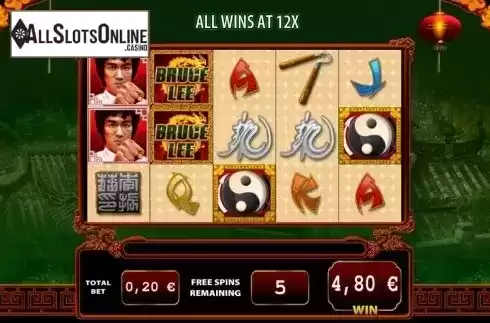 Free Spins screen. Bruce Lee Dragon's Tale from WMS