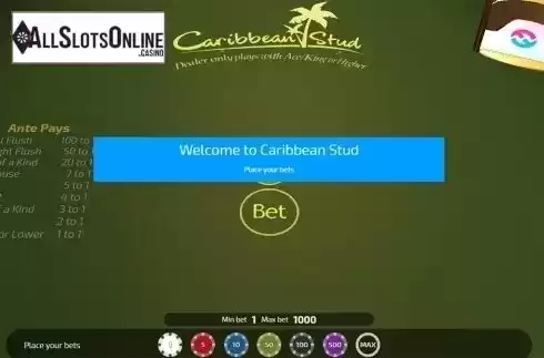 Intro screen. Caribbean Stud (FunFair) from FunFair