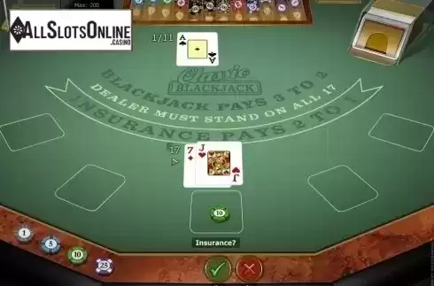 Game Screen. Classic Blackjack Gold from Microgaming