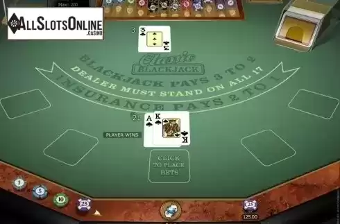 Game Screen. Classic Blackjack Gold from Microgaming