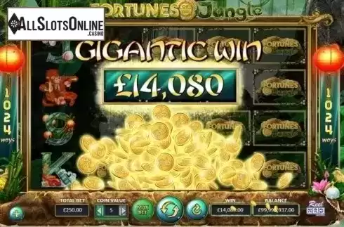 Gigantic Win Screen. Fortunes of the Jungle from ReelNRG