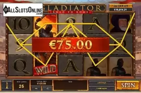Wild Win screen. Gladiator Road to Rome from Playtech