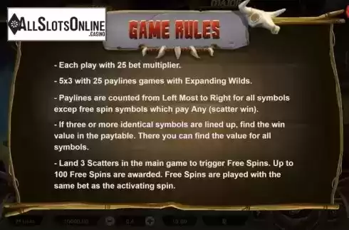 Game Rules screen