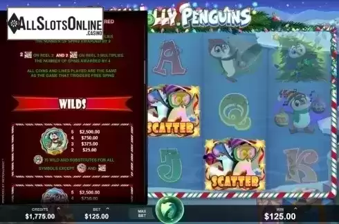 Paytable 2. Holly Jolly Penguins from Fortune Factory Studios