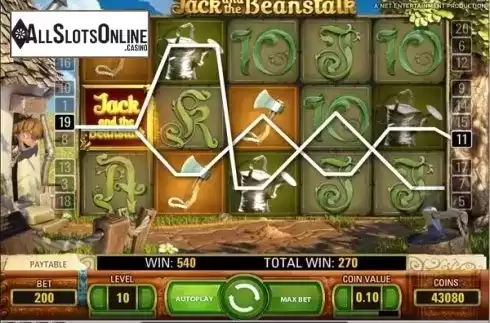 Win screen. Jack and the Beanstalk from NetEnt