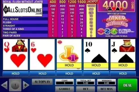 Game Screen. Joker Multitimes Poker from iSoftBet