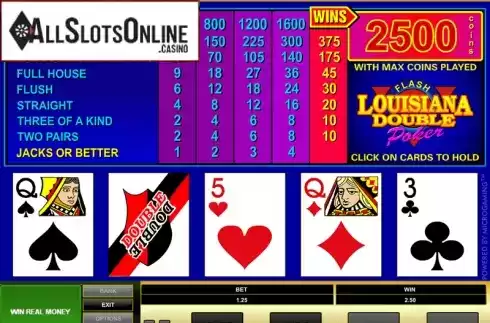 Game Screen. Louisiana Double Poker from Microgaming
