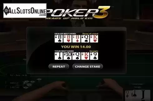 Game Screen. Poker3 Heads Up Hold'em from Betsoft