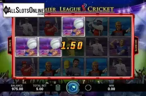 Win Screen . Premier League Cricket from Indi Slots