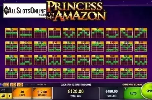 Paylines. Princess of the Amazon from IGT