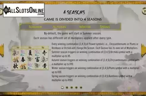 Game seasons screen