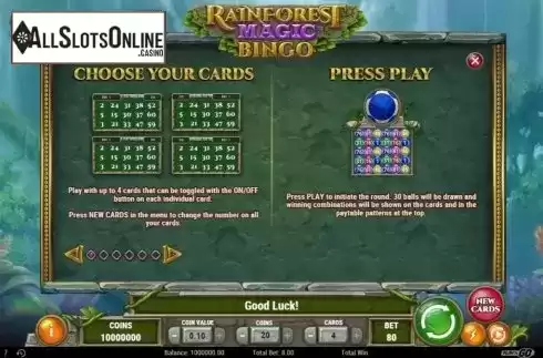 Game Rules 1. Rainforest Magic Bingo from Play'n Go