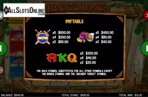 Paytable 2. Robin Hood (CORE Gaming) from CORE Gaming