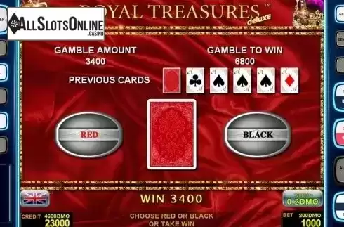 Gamble game screen . Royal Treasures Deluxe from Novomatic