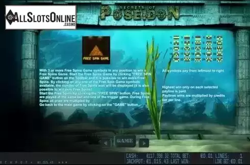 Paytable 2. Secrets of Poseidon HD from World Match