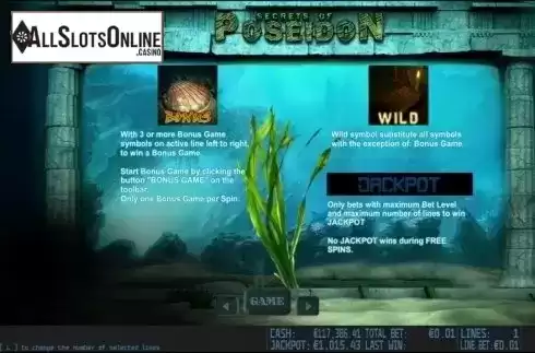 Paytable 3. Secrets of Poseidon HD from World Match