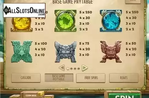 Paytable 1. Secrets of the Phoenix from Roxor Gaming