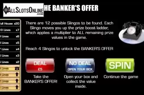 Paytable 2. Slingo Deal or No Deal from Slingo Originals