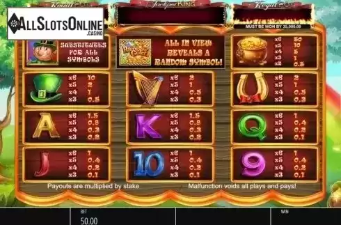Paytable. Slots O' Gold Megaways from Blueprint