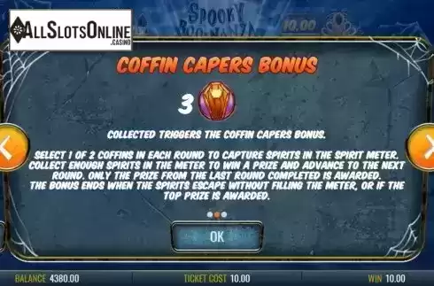 Coffin capers bonus screen