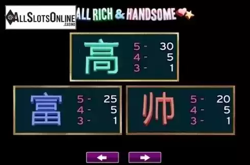 Paytable 4. Tall, Rich And Handsome from High 5 Games