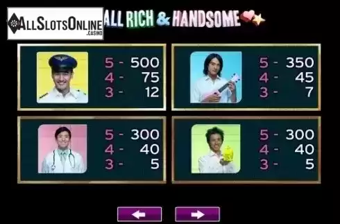 Paytable 3. Tall, Rich And Handsome from High 5 Games