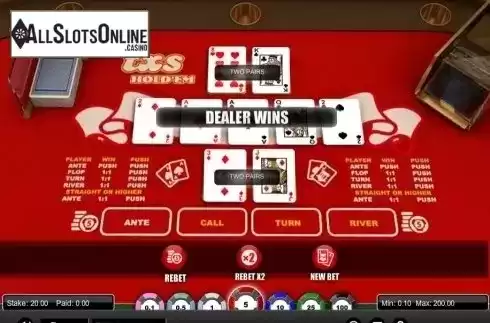 Game Screen. Texas Hold'em (1X2gaming) from 1X2gaming