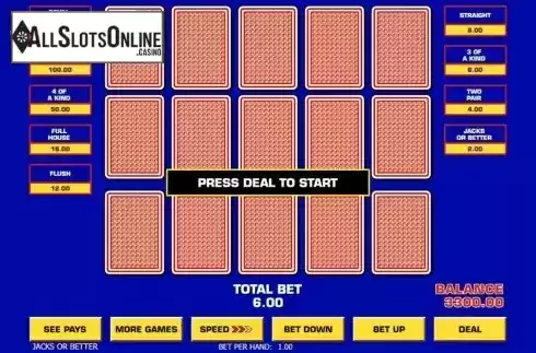 Game Screen 1. Triple Play Draw Poker from IGT