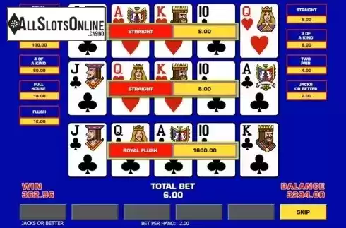 Game Screen 3. Triple Play Draw Poker from IGT
