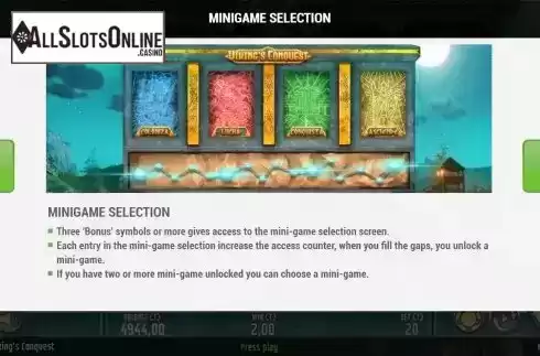 Mini game selection screen