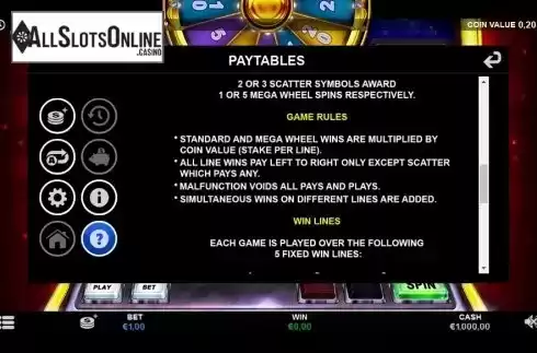 Paytable 3. Mystery Jackpot Spinner from Betsson Group