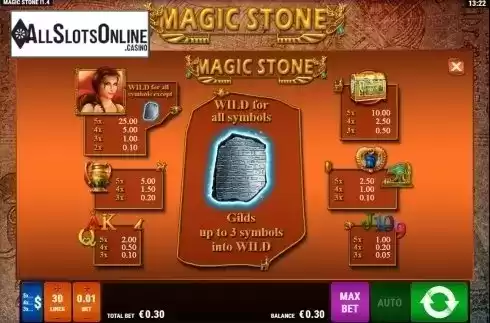 Paytable. Magic Stone (Bally Wulff) from Gamomat