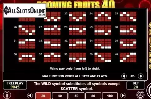 Pay Lines screen 2