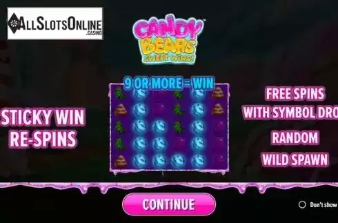 Start Screen. Candy Bears Sweet Wins from NetGaming