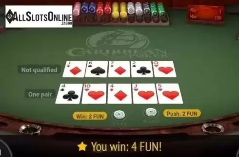 Win Screen. Caribbean Poker (BGaming) from BGAMING