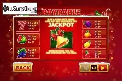 Paytable. Christmas Jackpot Bells from Playtech