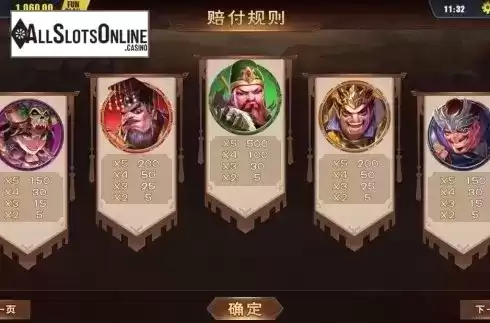 Paytable 1. Clash of Three Kingdoms from Dream Tech