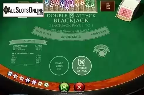 Game Screen 1. Double Attack Blackjack from Playtech