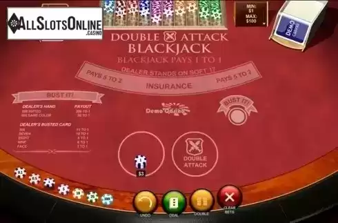 Game Screen 2. Double Attack Blackjack from Playtech