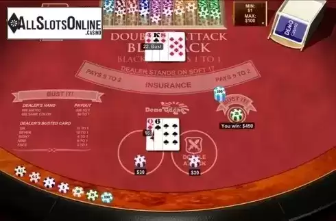 Win Screen. Double Attack Blackjack from Playtech