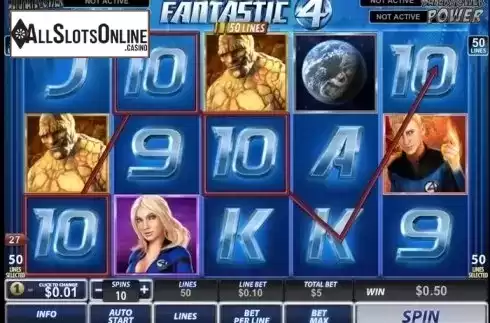 Win Screen. Fantastic Four 50 lines from Playtech