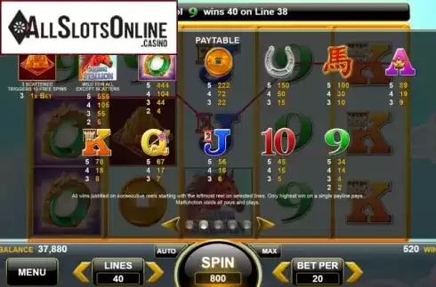 Paytable . Flying Horse (Spin Games) from Spin Games