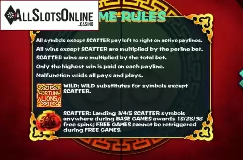 Rules. Fortune Lions (KA Gaming) from KA Gaming