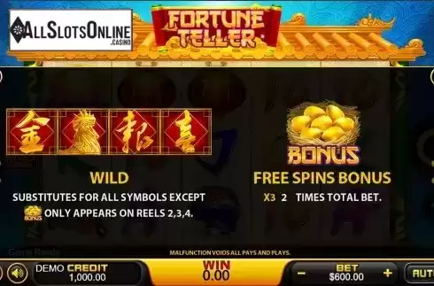 Paytable . Fortune Teller (PlayStar) from PlayStar