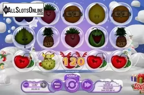 Win Screen. Fruit Monster Christmas from Spinmatic