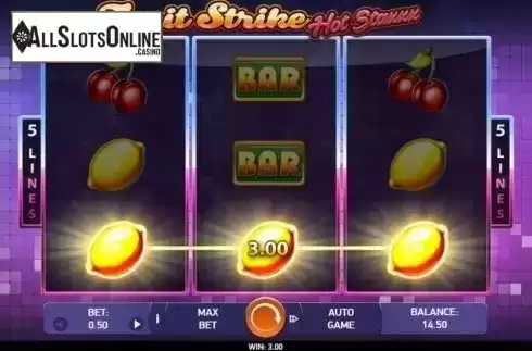 Win Screen. Fruit Strike: Hot Staxxx from Bet2Tech