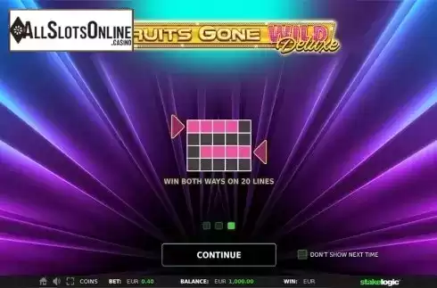 Intro screen 3. Fruits Gone Wild Deluxe from StakeLogic